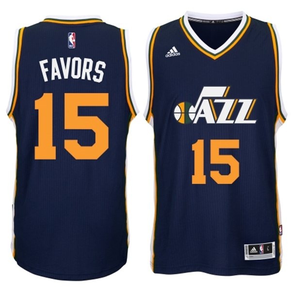 Men's  Jazz #15 Derrick Favors 2014-15 New Road Blue Jersey